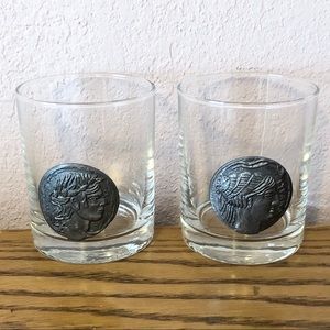 Vintage Rascal Blown Crystal Whiskey Greek Coins